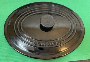 Le Creuset #25 Black Oval Cast Iron Enamel Lid Only - Picture 1 of 10