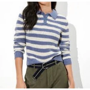 American Eagle blau-weiß gestreifter Pullover mit Kragen  - Bild 1 von 7