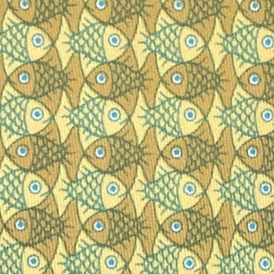 FUN HERMES NECKTIE TIE -  FUN YELLOW & ORANGE SCHOOL OF FISH SWIMMING OCEAN - Image 1 of 4