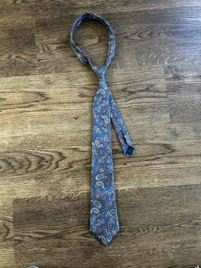 Geoffrey Beene 100% Seide Krawatte Blau Paisley Made in USA Stoff aus Italien - Bild 1 von 7