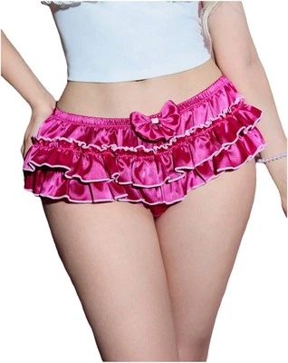 童话调情粉色闪亮皱褶荷叶裙 Bloomer 内裤底部全新 S Cosplay — 第 1/4 张图片