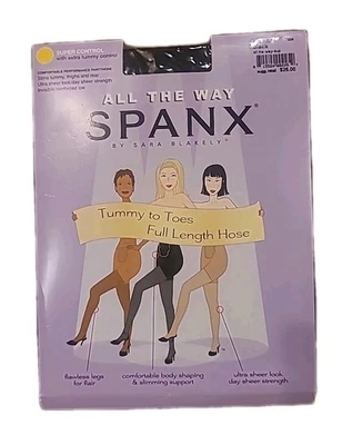 Meia-calça SPANX All The Way Super Controle Tummy to Toes Transparente Preta Tamanho A - Imagem 1 de 4