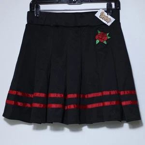 Spencers Body Rage Y2K minigonna junior L nero rosso rosa plissettato skater - Foto 1 di 8