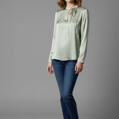 Vince Women’s Tie Neck Popover 100% Silk Blouse Top Size L - Image 1 of 4