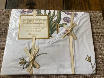 Vintage Wamsutta Supercale Elite Euro Floral Pillow Sham Cottagecore Roses - Image 1 of 4