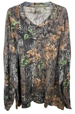 VTG 3XL Jerzees Camo LS Henley Hunting Shirt Trebark Lynch Superflauge USA Y2K - Image 1 of 4