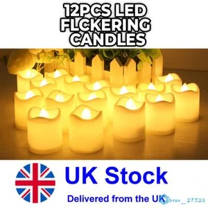 Led Tea Lights Candles LED Flickering Flameless Battery Operated Wedding UK^ - Picture 1 of 19