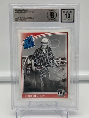 Richard Petty Signed 2019 Donruss NASCAR Retro Rated Rookie #17 BAS Autograph 10 - Image 1 of 2