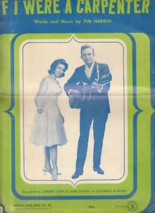 VINTAGE 1966 Sheet Music for "If I Were A Carpenter" Johnny & June Cash - Picture 1 of 1