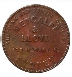 1863 Australian Half Penny Token Metcalfe Sydney NSW A370, R362 - Picture 1 of 2