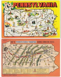 Pennsylvania State Map & Turnpike Map Postcard ~ Vintage Unused PA Postcards - Picture 1 of 5