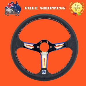 350mm Classic Titanium Edge Steering wheel Chrome Spoke NDD - Picture 1 of 10