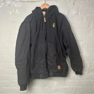 Berne Black Hooded Work Jacket with Embroidered Logo Workwear Canvas - Picture 1 of 2