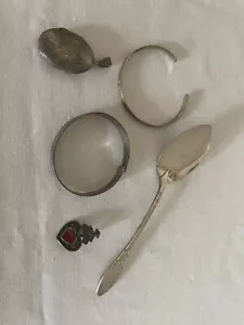 Silver Jewelry Lot Locket Bracelets Pin Plus - Picture 1 of 8