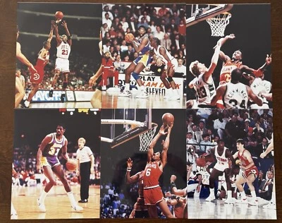 Лот из 6 фотографий Зала славы НБА 8x10 Jordan Magic Dominique Dr. J Worthy Isiah - Изображение 1 из 4