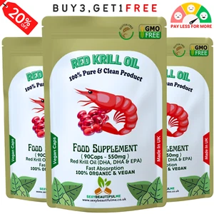 Red Krill Oil 550mg Soft Capsule-Superba Antarctic Krill-DHA, DHA&EPA-Omega Oil - Picture 1 of 4
