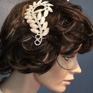Set of 2 X-Large 5” Pearl & Rhinestone Hair Clips Barrettes Wedding Prom - Picture 1 of 17