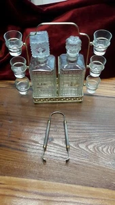 Antiguo | Licor 2 Botellas | Gafas de 6 Disparos y Soporte de Metal | Pinzas Vintage - Imagen 1 de 10