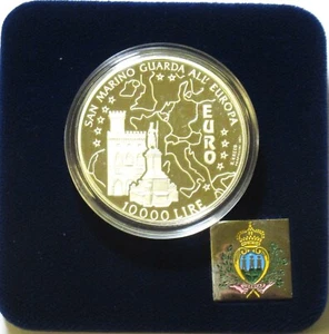 SAN MARINO 1996 - 10000 LIRE ARGENTO - IL PALAZZO PUBBLICO / EURO - PROOF - Picture 1 of 3