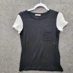 Bailey 44 Womens Black Top Size XS White Shortsleeves Pocket Slightly Sheer - Picture 1 of 5