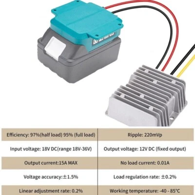 Converter Battery Voltage Regulator DC 18V to 12V For Makita 15A 180W Step Down  - Image 1 of 4