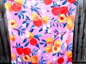 PEACHES & Floral Blossom SALMON PINK FABRIC SHOWER CURTAIN 72X72 New - Picture 1 of 3