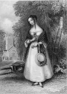 DOUCEUR du SON des CLOCHES du VILLAGE -Gravure romantique anglaise du 19e siècle - Picture 1 of 2