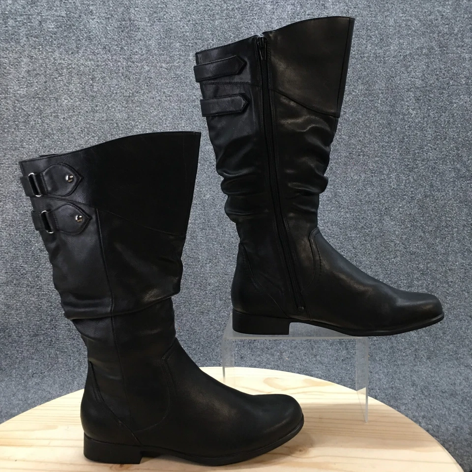 Botas Hush Puppies para mujer 8,5 Moyen altas para montar negras bloque a mitad de la pantorrilla HW05231-001 Foto 1 de 4