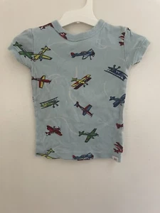 baby Gap Toddler Boys Colorful Airplane Cotton Short Sleeve PJ Top Blue 2 Years - Picture 1 of 5