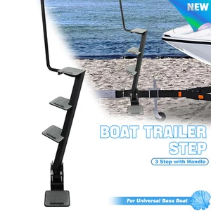 Boat Trailer Step 4 Step with Handle Non-Slip Step for Universal Trailer Tongue  - Picture 1 of 24