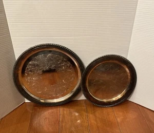 2 VTG Silverplate Etched Engraved Design 1 Marked Oneida 12”& 10” - Picture 1 of 18