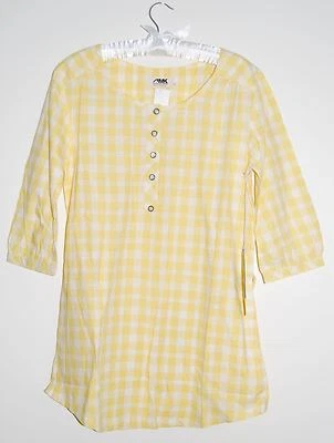 Túnica larga Mountain Khakis para mujer a cuadros amarillos 100 % algodón arco de buey talla M nueva con etiquetas Foto 1 de 4