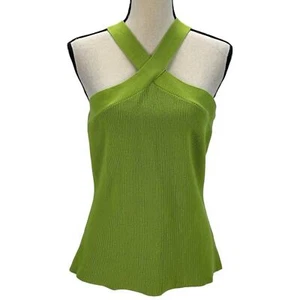 INC International Concepts Sleeveless Halter Ribbed Knit Top - Green - size XL - Picture 1 of 9