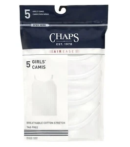 NEW Size Sm. 6/6X Chaps Girls' Breathable Cotton Stretch Tag Free Camis, 5 Pack - Picture 1 of 5