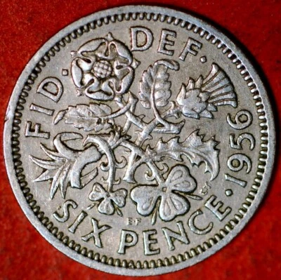 Great Britain 6 Pence 1956 Elizabeth II KM# 903 - Image 1 of 2