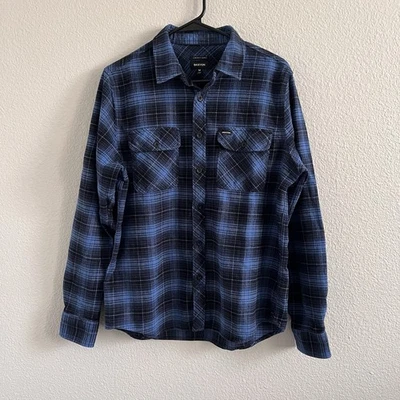 Brixton Para Hombre Ajuste Mediano Estándar Bowery Cuadros Manga Larga Franela Azul Negro Foto 1 de 4