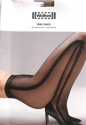 Wolford Erin seamless fishnet side stripe mat sewn on Log waistband Sz XS Honey  - Image 1 of 4