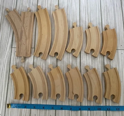 Used Wooden Train Tracks Lot Of 12 Assorted Pieces Learning Curve Brio Thomas - Image 1 of 4