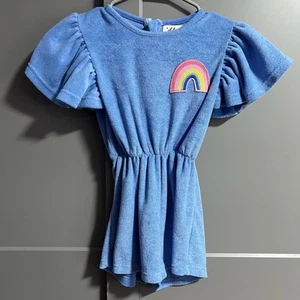 Lola And The Boys Girls Terry Ruffle Sleeve One Piece Romper Blue 10 Rainbow - Picture 1 of 7