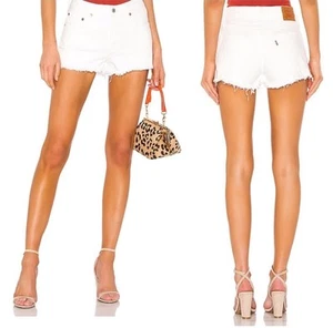Levi's Premium 501 Shorts Ivory Cut Off Button Fly Jean Denim Women’s Size 25 - Picture 1 of 10