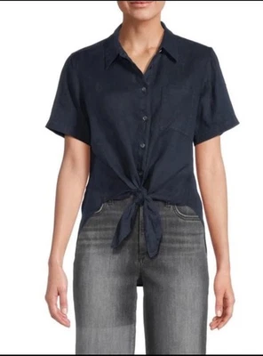 Camisa Theory Hekanina con botones en la parte delantera. Talla L. Precio de venta sugerido por el fabricante 105 USD  Foto 1 de 4