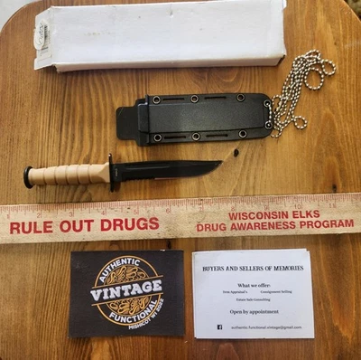 Cuchillo de cuello de hoja fija de combate táctico militar Kabai MTECH 6" con funda encadenada Foto 1 de 4