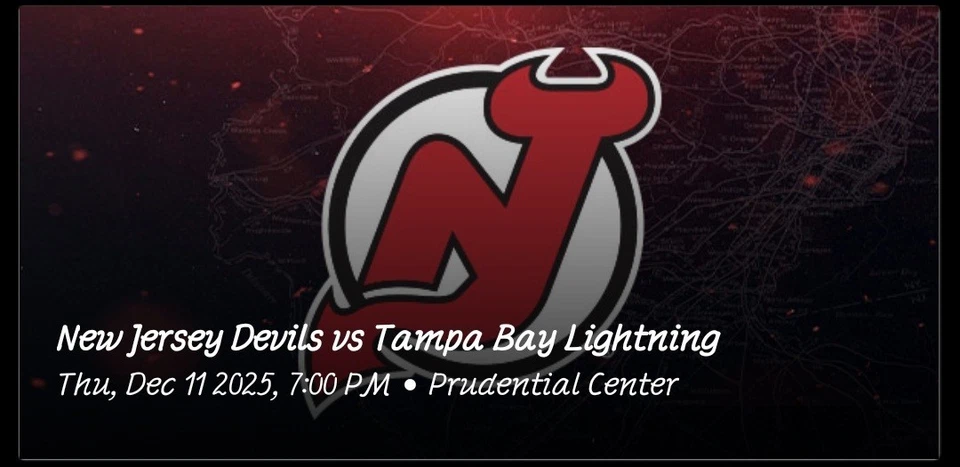 2 NJ Devils Vs Tampa Bay Lightning Tickets  12/11/25 Sec 132 Row 1 - Image 1 of 1