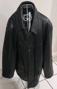Vintage Members Only Herren Schwarz Leder Mantel Jacke XXL Full Zip Gefüttert Gesteppt - Bild 1 von 7
