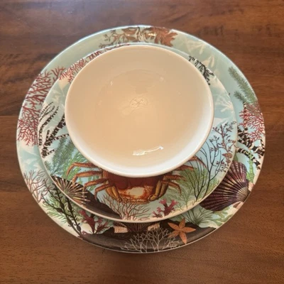 Gien France Océan Sea Life Plate Bowl Mug Set Coral Crab Shell Gwenaëlle Trolez - Image 1 of 4