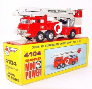 Shinsei Mini Power 1:80 MITSUBISHI FUSO T911 FIRE ENGINE ERECTOR TRUCK 4104 MIB! - Picture 1 of 10