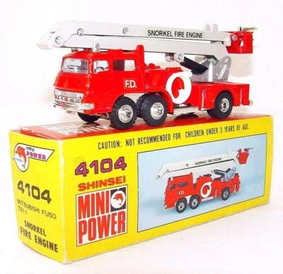 Shinsei Mini Power 1:80 MITSUBISHI FUSO T911 FIRE ENGINE ERECTOR TRUCK 4104 MIB! - Image 1 of 4