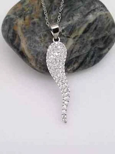 14K White Gold Plated 18" 2Ct Round Cut Lab-Created Diamond Women's Horn Pendant - Picture 1 of 5