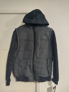🏵️RARE Shaun White Size L 12-14 Jacket Hoodie Zippered Gray Black Puffer - Picture 1 of 4