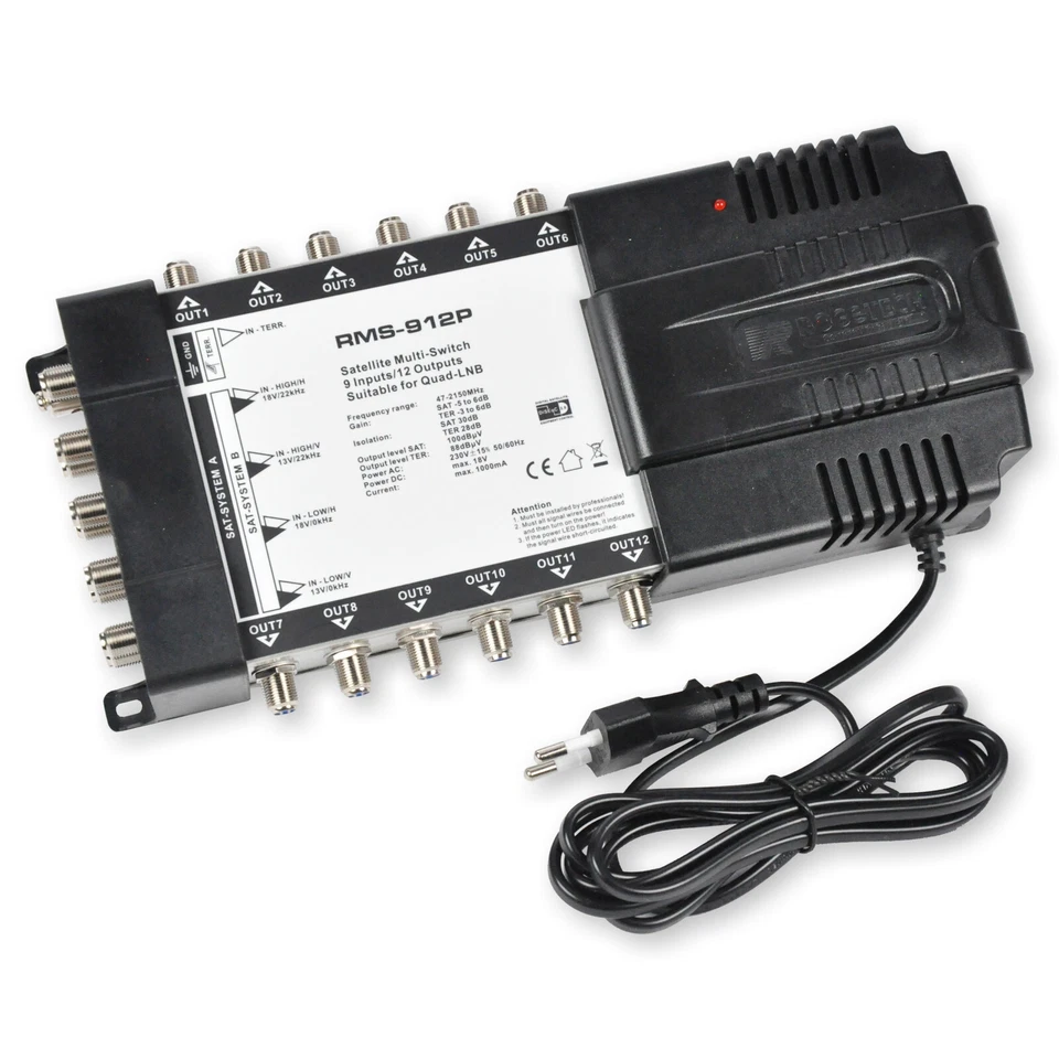 Rogetech Multischalter 9x12 RMS-912P für 2x Satelliten und bis zu 12 Teilnehmer - Bild 1 von 1